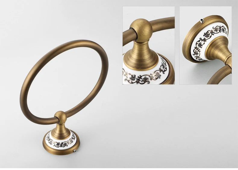 20-Piece Antique Brass Wall Mounted Bathroom Hardware Toilet