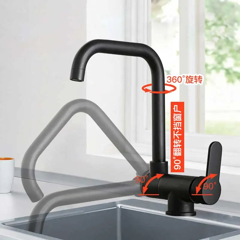 Brushed Gold Sink Faucet 360 Rotation Folding Faucet