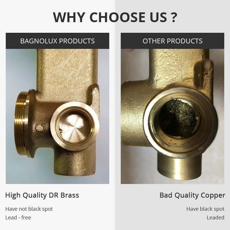 Bagnolux Copper Faucets Chrome Sink Black Hose Mount