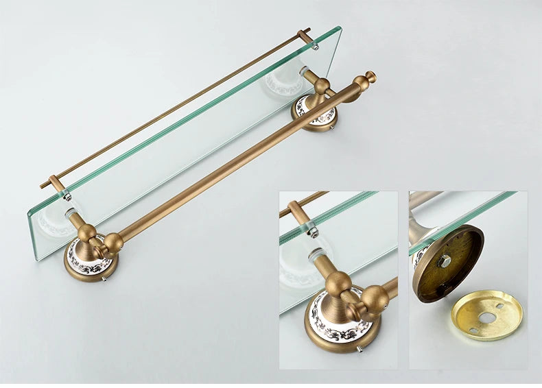 20-Piece Antique Brass Wall Mounted Bathroom Hardware Toilet