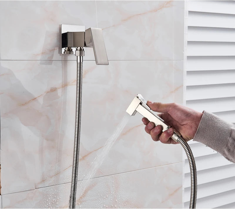 Black/Chrome Toilet Shower Mixer Faucet Cold Water Mixer