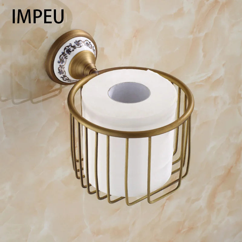 20-Piece Antique Brass Wall Mounted Bathroom Hardware Toilet
