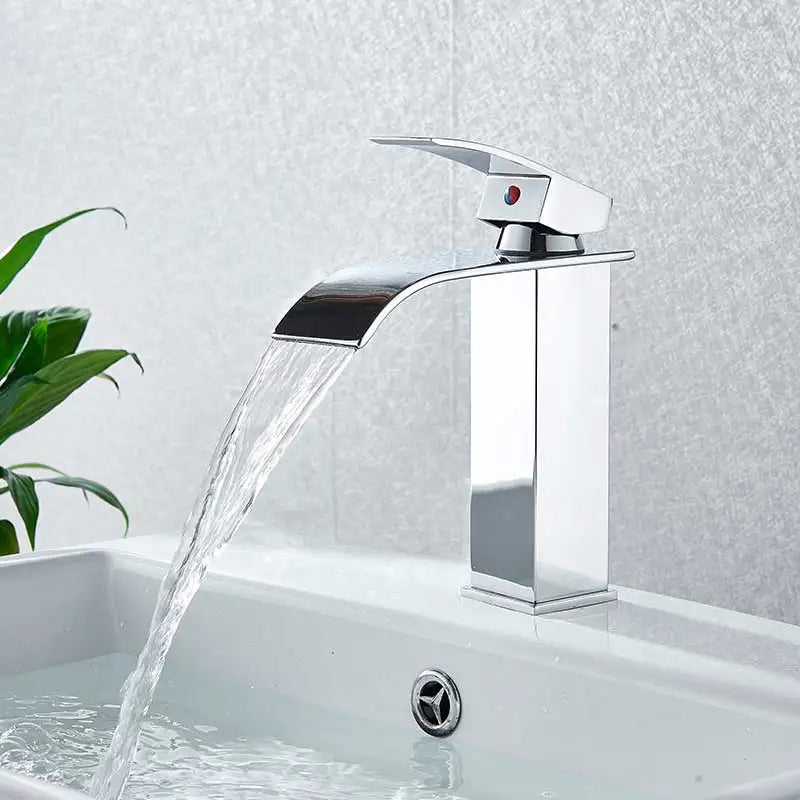 Retail Waterfall Bathroom Basin Faucet Chrome Deck Mount