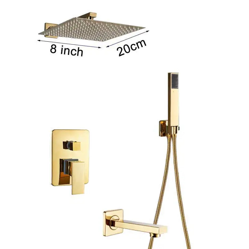Rozin Golden Shower 8/10/12 Square Rainfall Shower Faucet