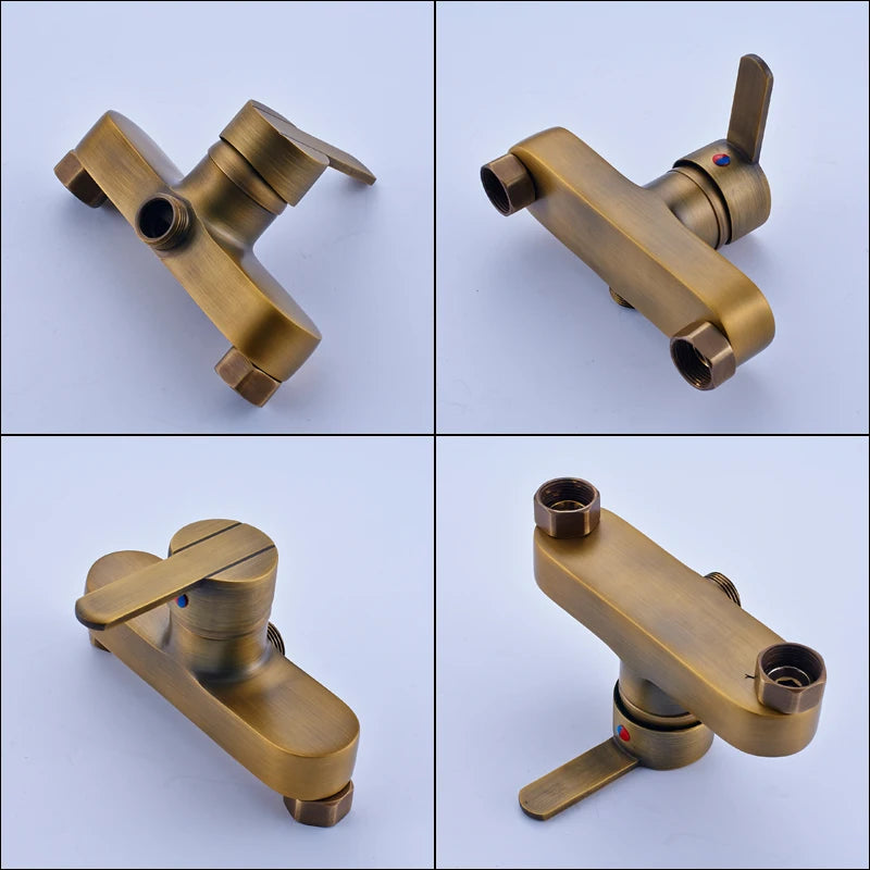 Antique Brass Shower Faucet Handle Bathroom Faucets Wall