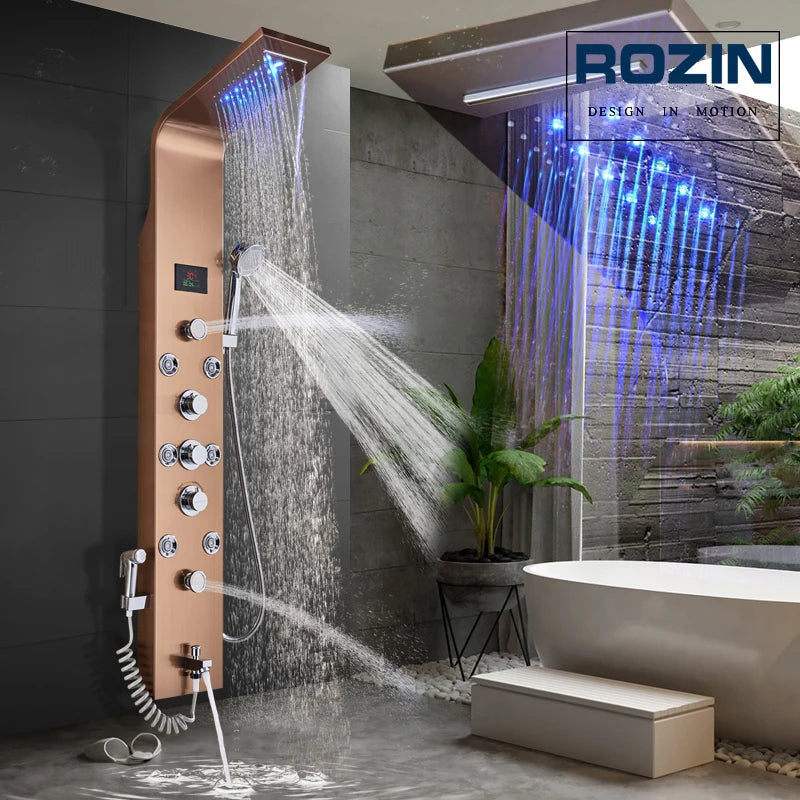 Led Bathroom Shower Panel Modes Intelligent Lcd Shower