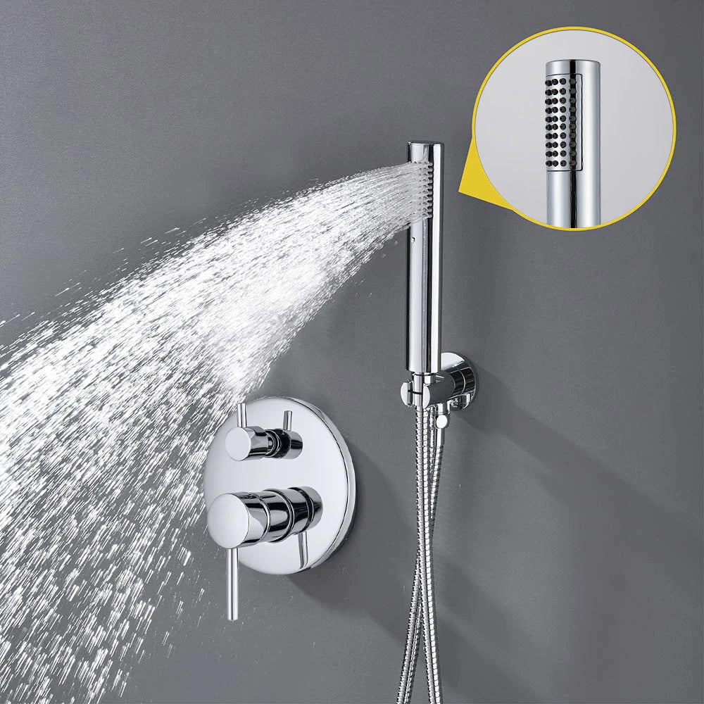 Quyanre Chrome Round Style Shower Faucet Concealed Rainfall