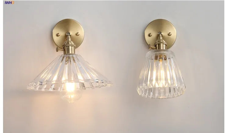 Iwhd Janpan Copper Glass Led Wall Light Fixtures
