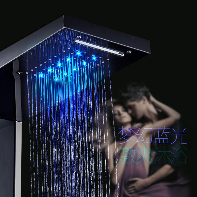 Luxury Led Shower Column Faucet Brushed Nickel Spa