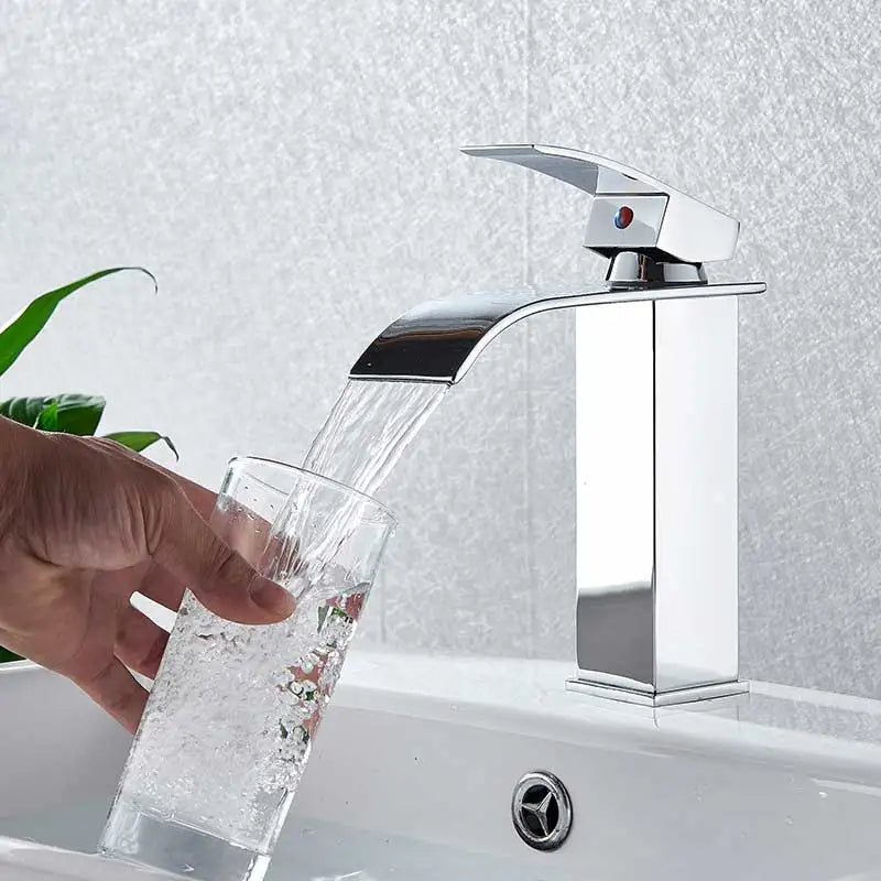 Retail Waterfall Bathroom Basin Faucet Chrome Deck Mount