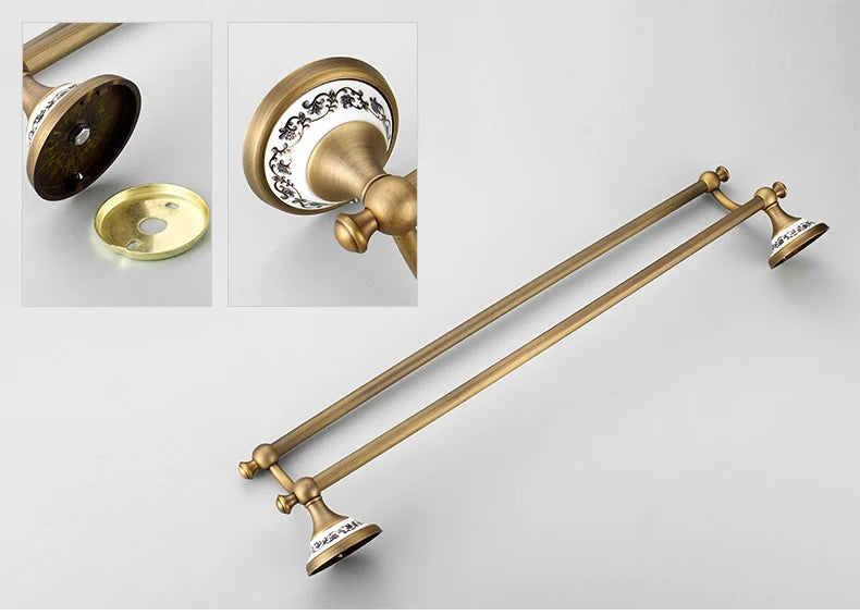 20-Piece Antique Brass Wall Mounted Bathroom Hardware Toilet