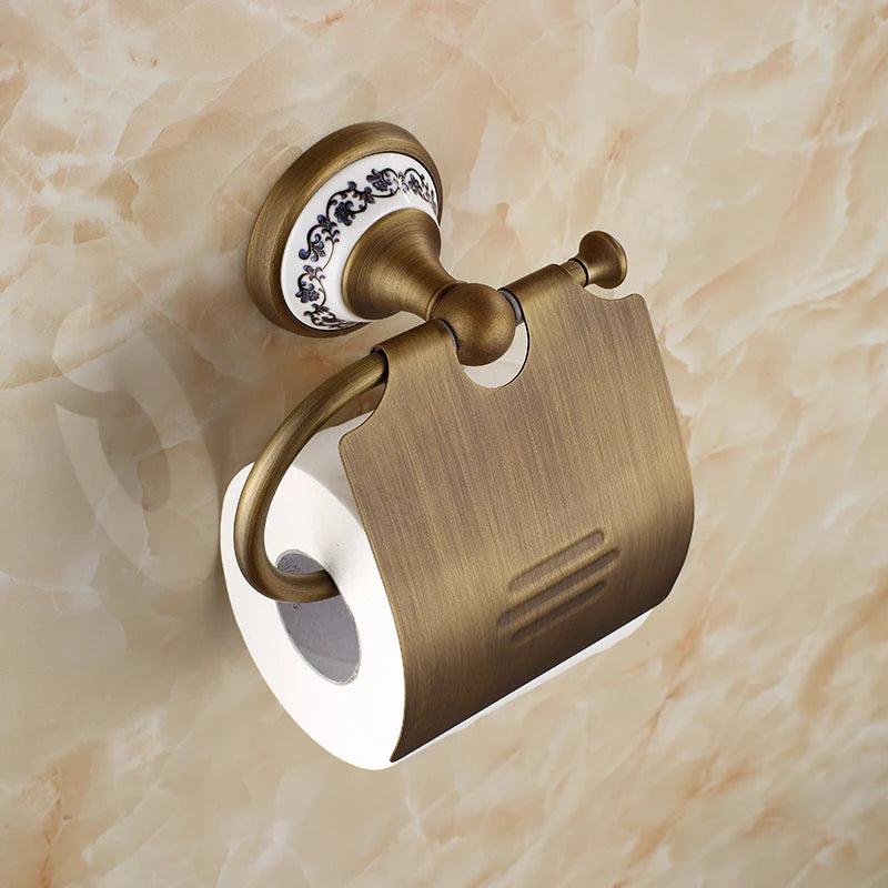 20-Piece Antique Brass Wall Mounted Bathroom Hardware Toilet
