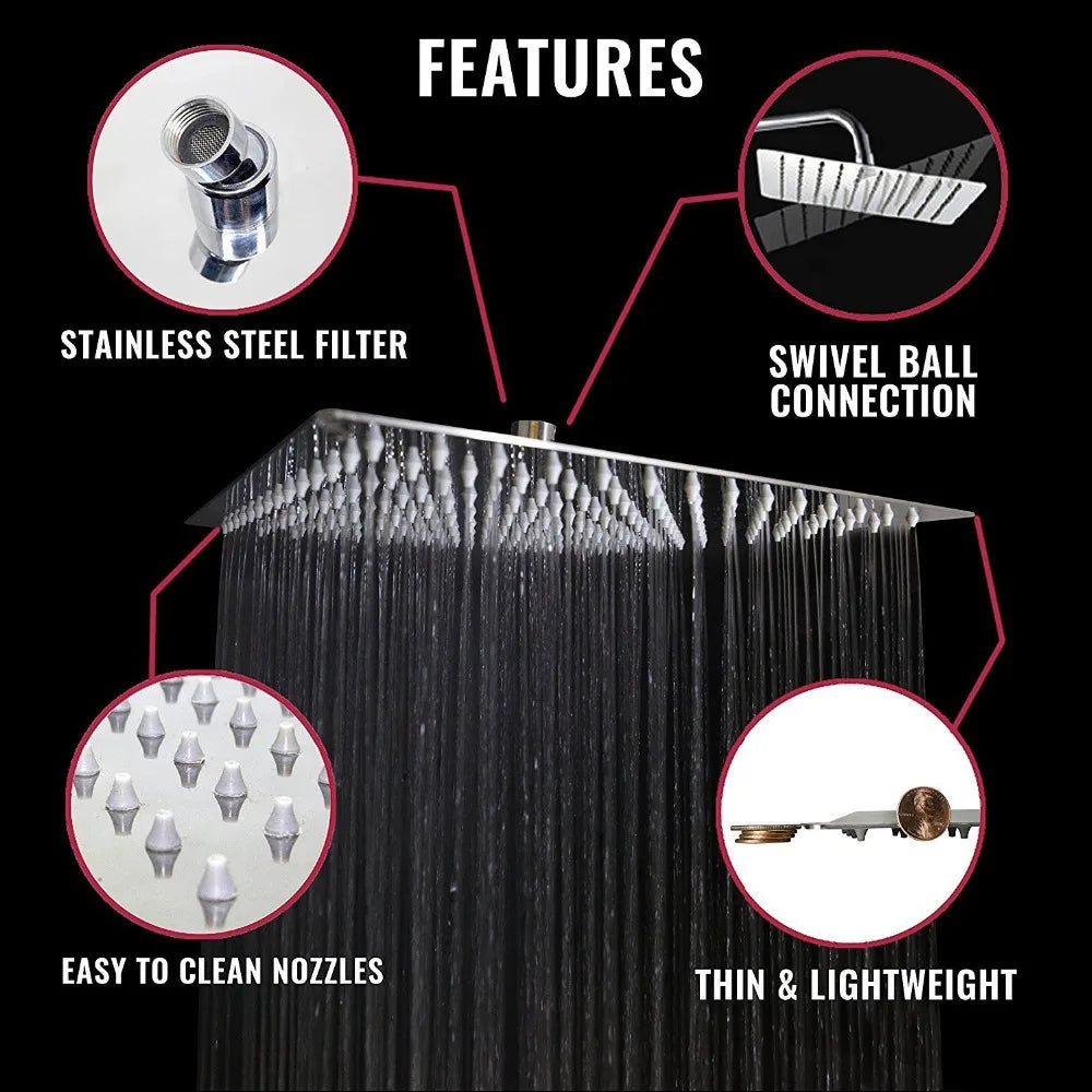 Stainless Steel Ultrathin Shower Head 16 Rainfall Shower