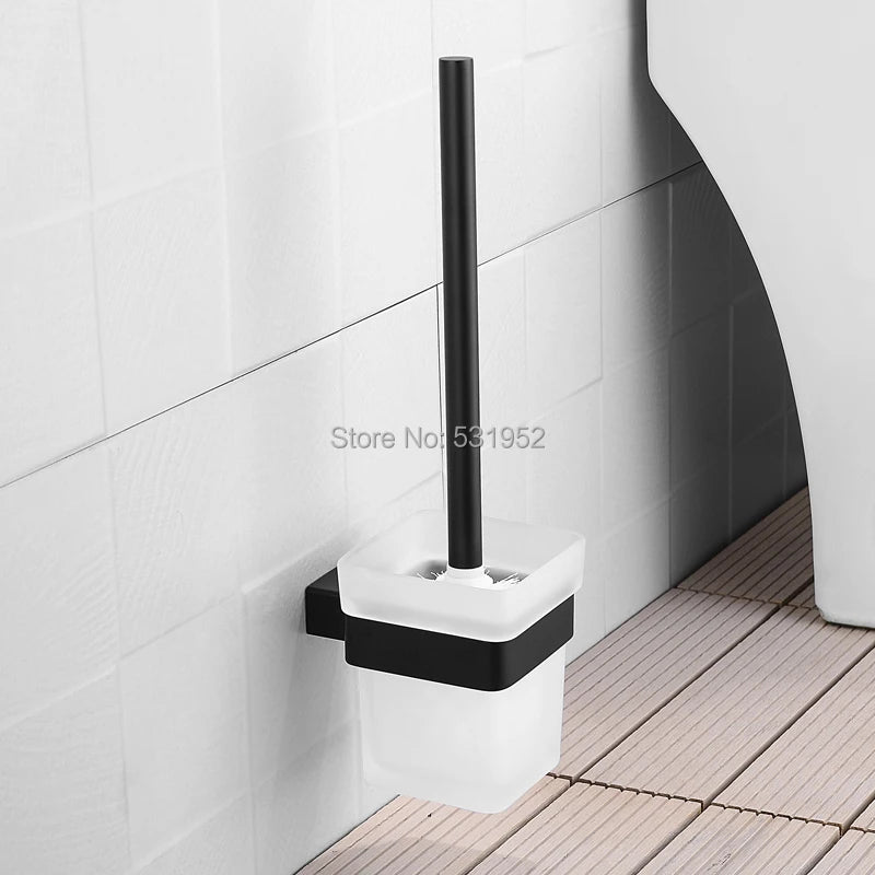 Matte Black Bathroom Hardware Towel Rack Shelf Hook