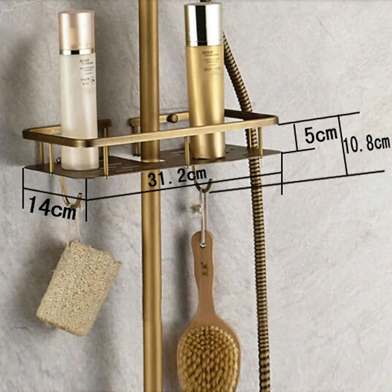 Antique Brass Wall Mounted Bathtub Shower Faucet Dual