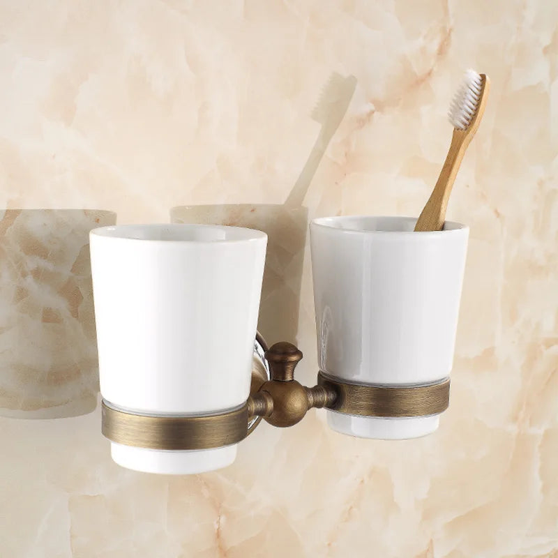 20-Piece Antique Brass Wall Mounted Bathroom Hardware Toilet