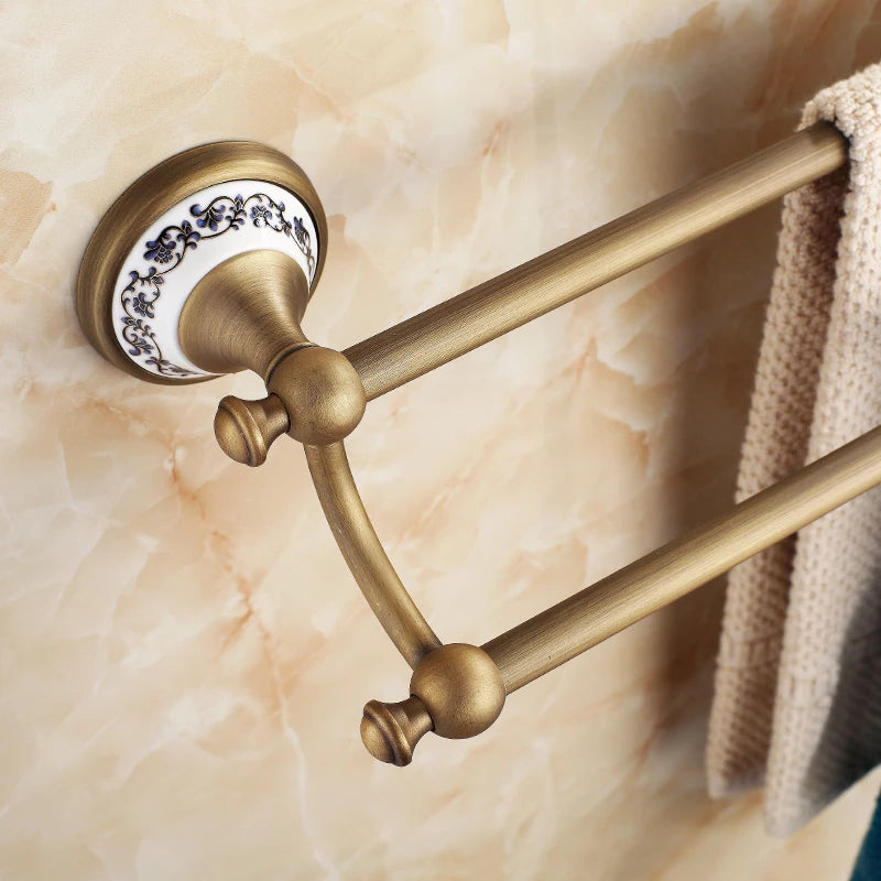 20-Piece Antique Brass Wall Mounted Bathroom Hardware Toilet