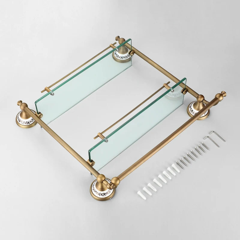 20-Piece Antique Brass Wall Mounted Bathroom Hardware Toilet