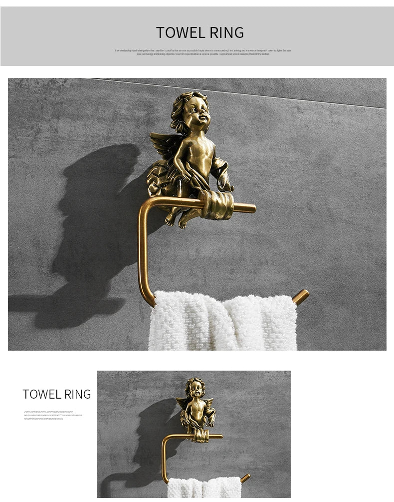 Antique Bronze Bathroom Hardware Towel Ring Robe Hook