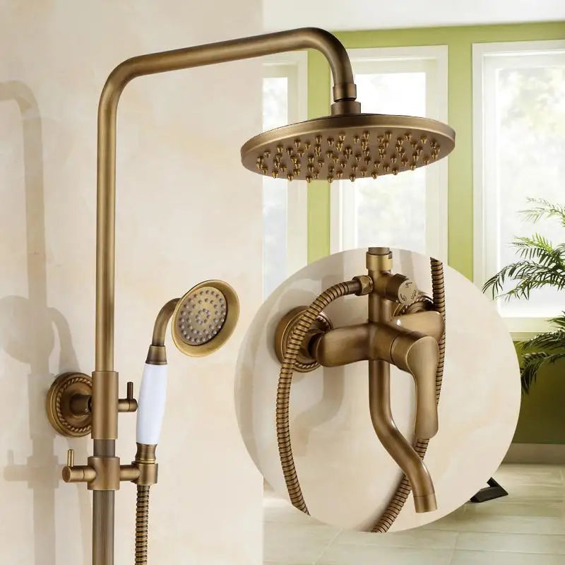 Bathroom Rain Shower Antique Bronze Wall Mounted Bath