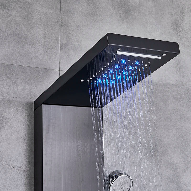 Newly Luxury Black/Brushed Bathroom Shower Faucet Led Shower