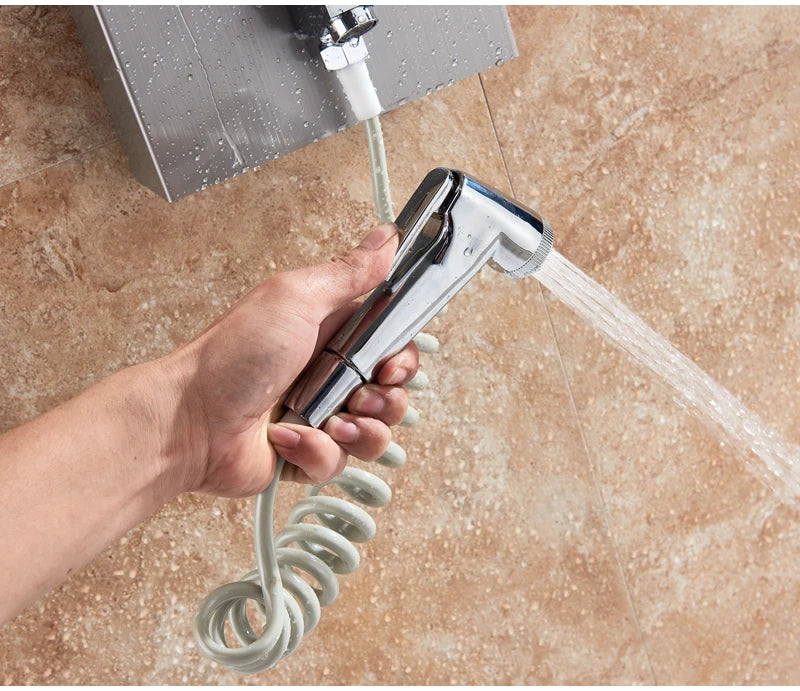 Led Light Shower Faucet Bathroom Waterfall Rain Black