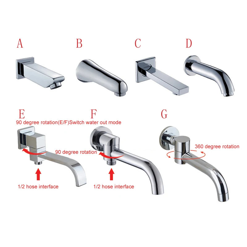 Becola Wall Mounted Faucet Spout Square Round Brass