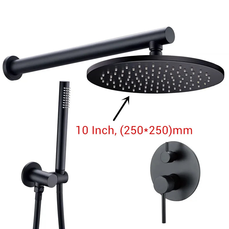 Black Shower System Bathroom Faucet Mixer Diverter Tap