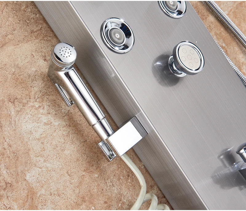 Led Light Shower Faucet Bathroom Waterfall Rain Black