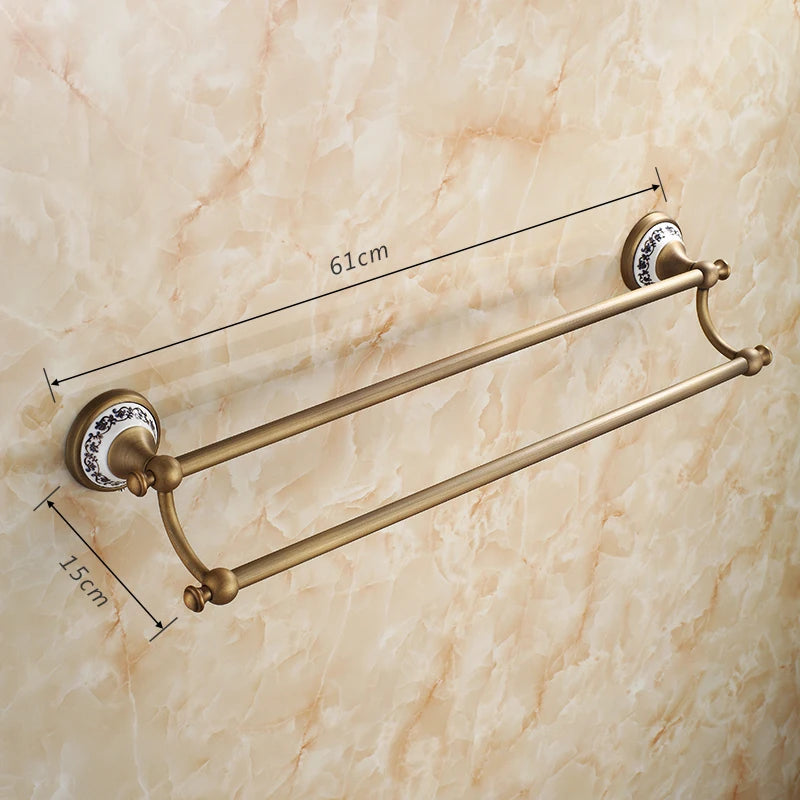 20-Piece Antique Brass Wall Mounted Bathroom Hardware Toilet