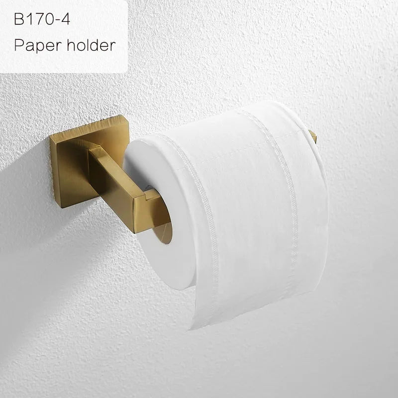 Gold Brushed Bathroom Hardware Towel Bar Rail Toilet