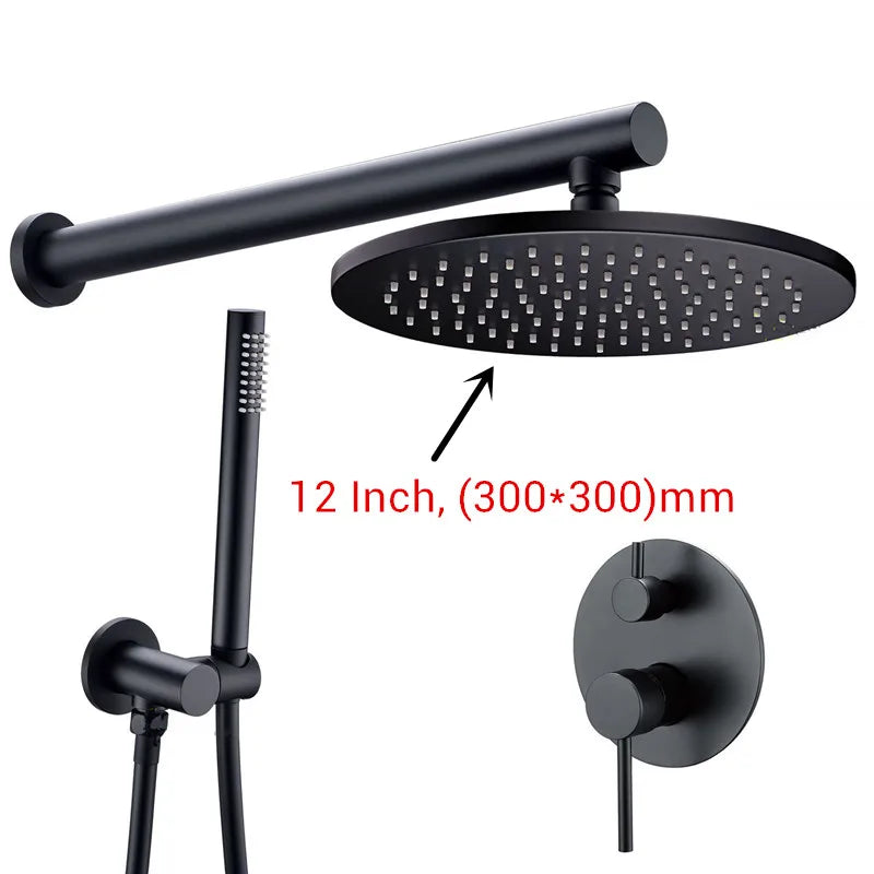 Black Shower System Bathroom Faucet Mixer Diverter Tap