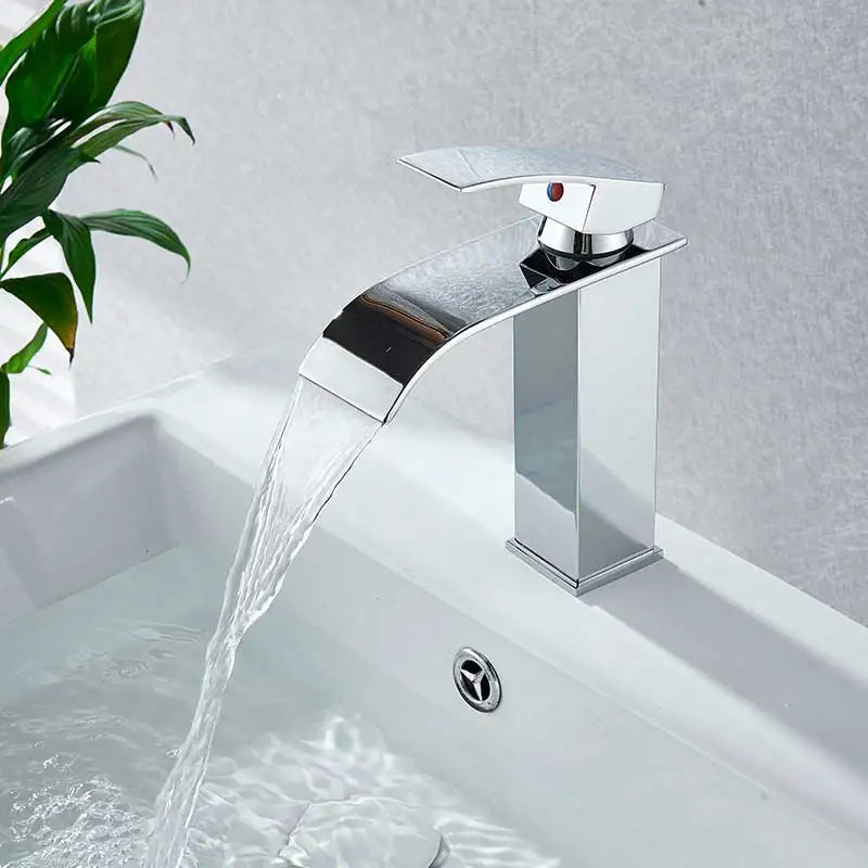 Retail Waterfall Bathroom Basin Faucet Chrome Deck Mount