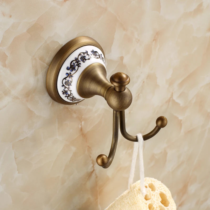 20-Piece Antique Brass Wall Mounted Bathroom Hardware Toilet