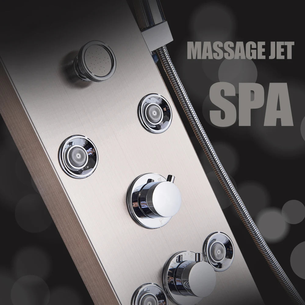 Luxury Led Shower Column Faucet Brushed Nickel Spa