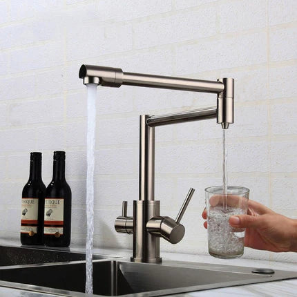 Water Purifier Faucet Black/Nickel Cold Universal Pull Straight