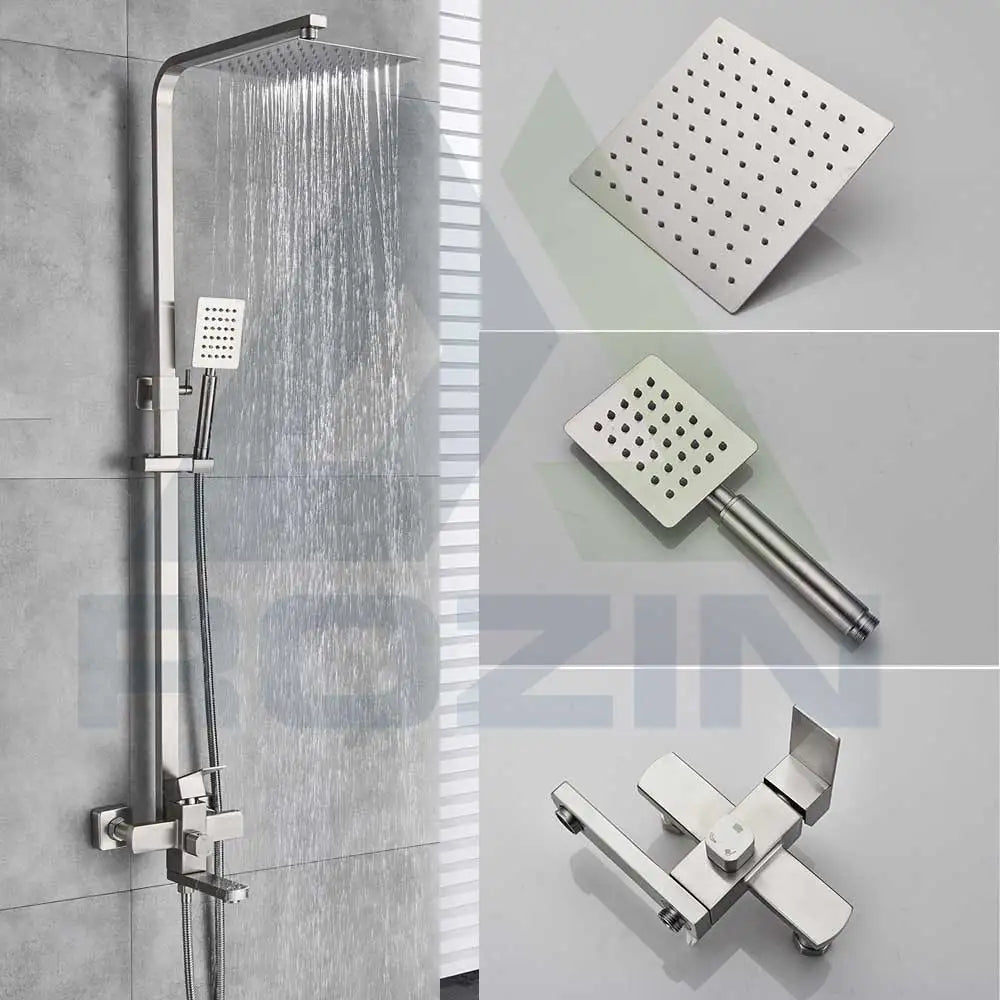 Brushed Gold Shower Faucet Bathroom Wall Stainless Steel