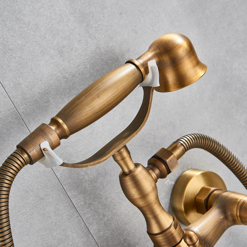 Rozin Retro Style Brass Bathtub Shower Faucet Dual