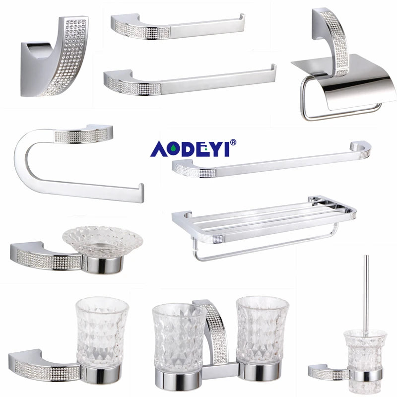 Czech Crystal Bathroom Hardware Robe Hook Towel Rail