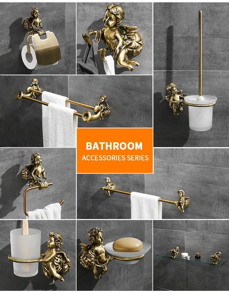 Antique Bronze Bathroom Hardware Towel Ring Robe Hook
