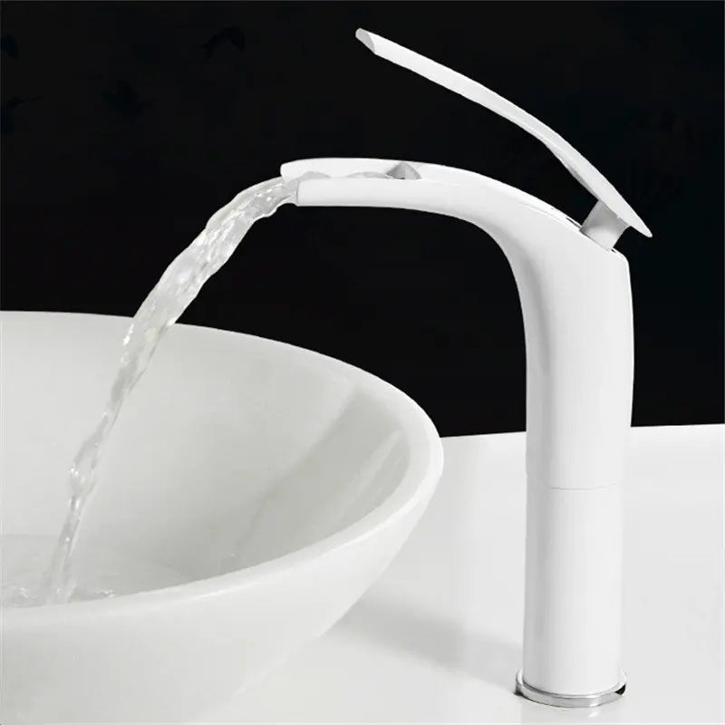 Bathroom Basin Faucet White Black Solid Brass Specail