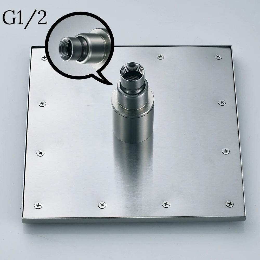 Luxury Brushed Nickel/Chrome/Black Led 16inch Rainfall Shower