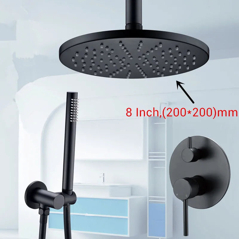 Black Shower System Bathroom Faucet Mixer Diverter Tap