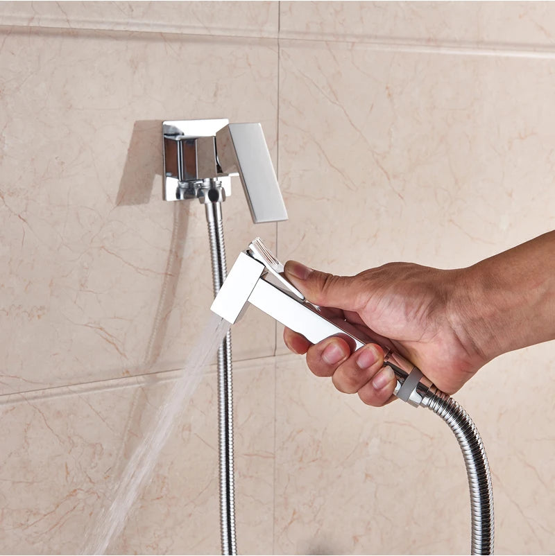 Black/Chrome Toilet Shower Mixer Faucet Cold Water Mixer