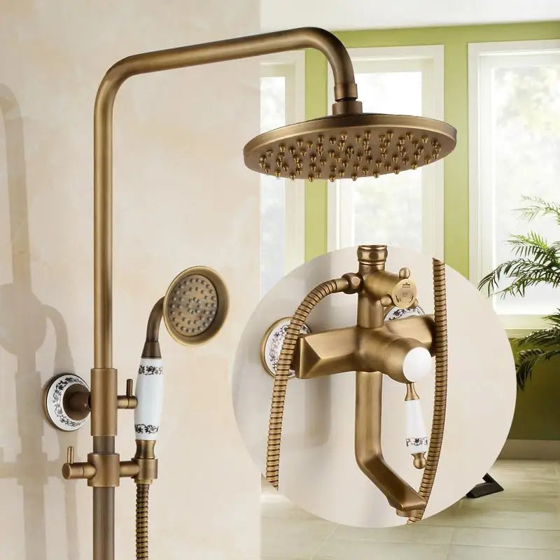 Bathroom Rain Shower Antique Bronze Wall Mounted Bath