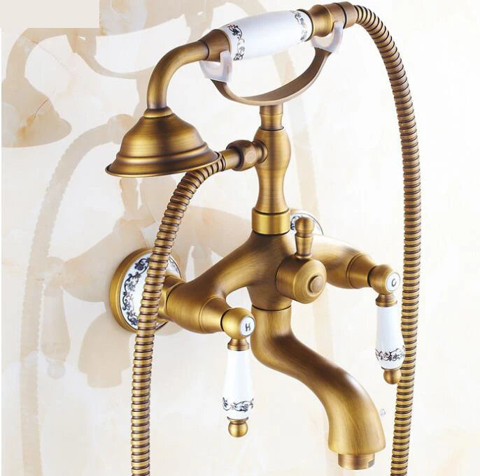 Bathtub Faucets Wall Mounted Antique Brass Brushed Bathtub