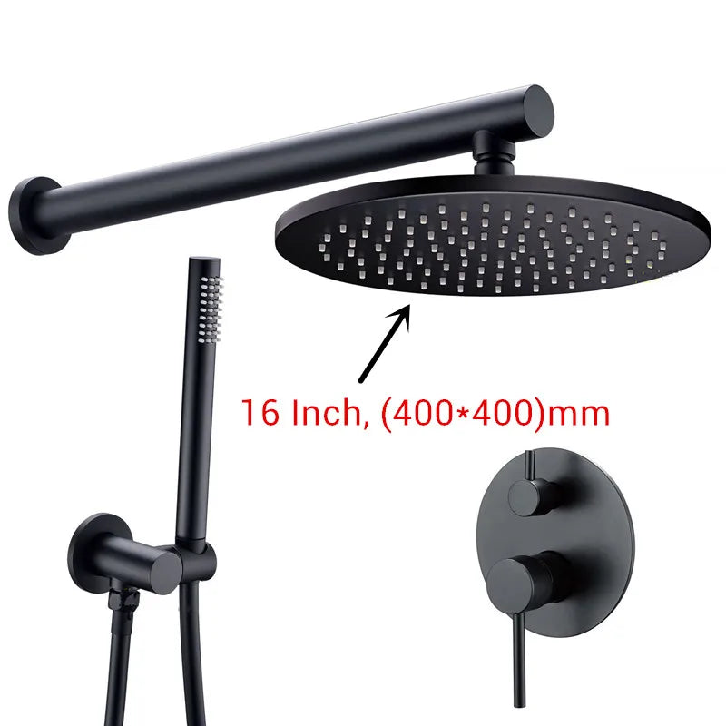 Black Shower System Bathroom Faucet Mixer Diverter Tap