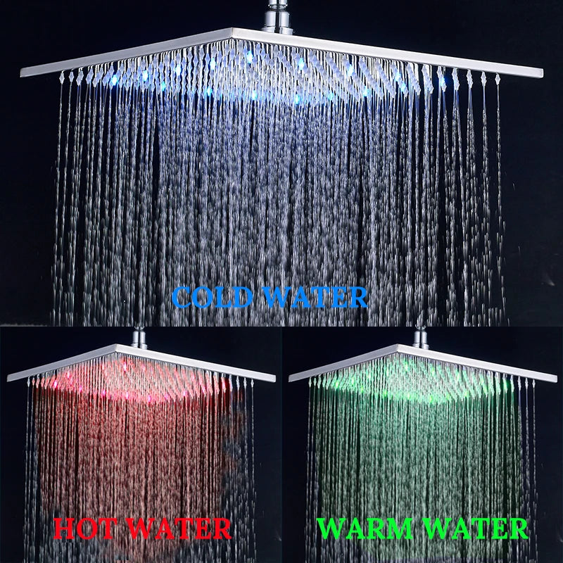 Luxury Brushed Nickel/Chrome/Black Led 16inch Rainfall Shower