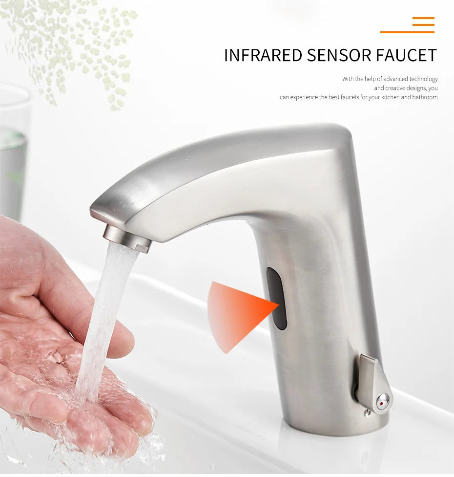 Black Bathroom Faucet Electric Automatic Sensor Mixer Touchless