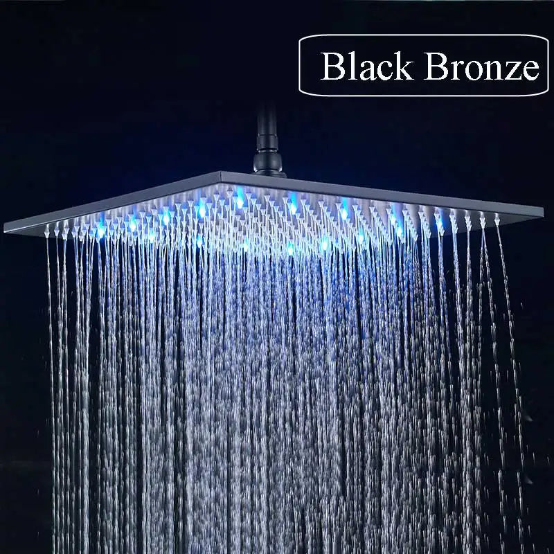 Matte Black 16 Inch Rainfall Shower Head Brass